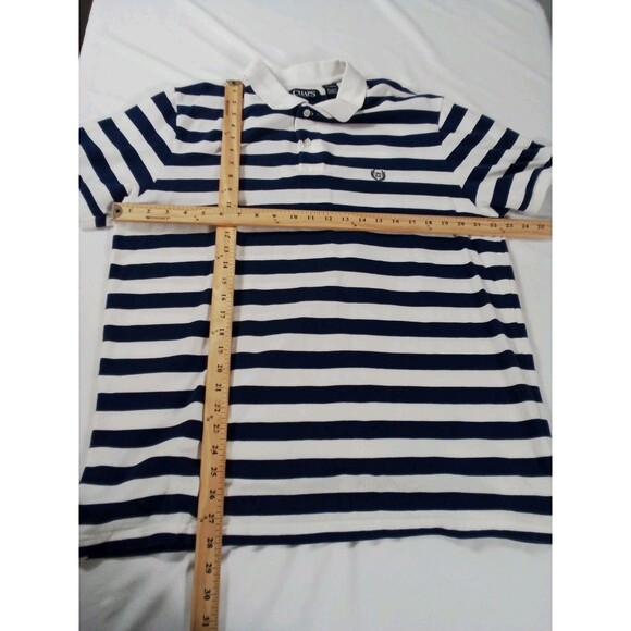 Men's Chaps Blue And White Striped Polo Shirts Size XL Short Sleeve - Picture 6 of 11